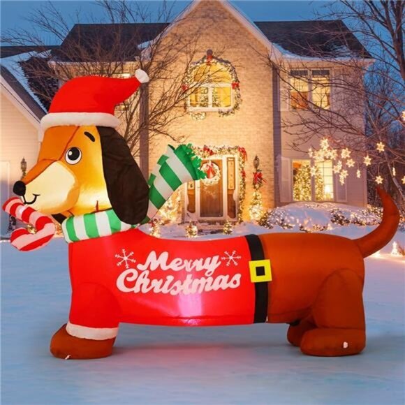 5 FT Inflatable Dachshund Dog with LEDs, Outdoor Christmas Yard Decoration - Picture 3 of 7